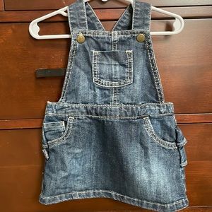 Bibbed jean skirt overalls